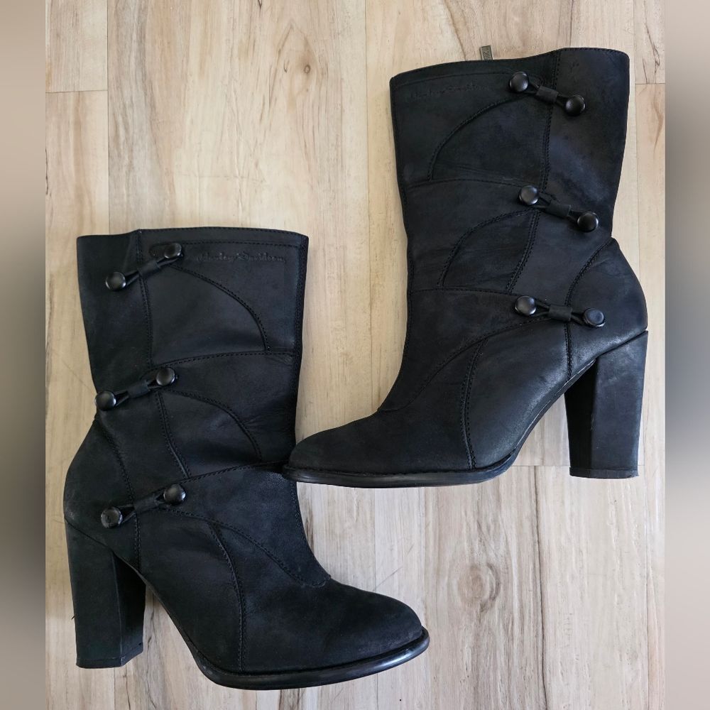 Harley Davidson Christa Boot Women's Sz 7 Black Leather D84229 Heeled Moto